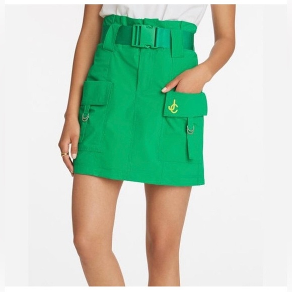 BNWOT Juicy couture women’s Green Belted paperbag Skirt with cargo Pockets sizes - Picture 8 of 9